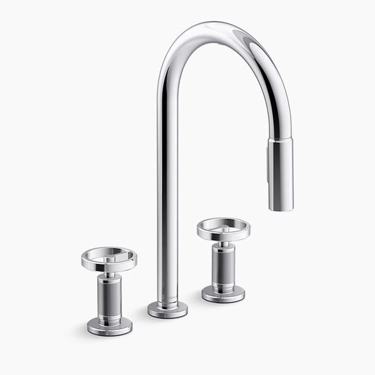 Billet Touchless pull-down kitchen sink faucet with two-function sprayhead