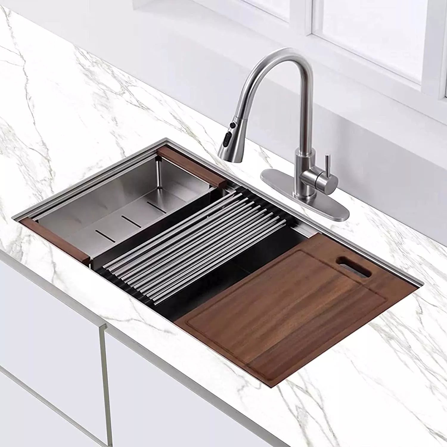 Apex Stainless Steel Undermount Kitchen Sink with Workstation