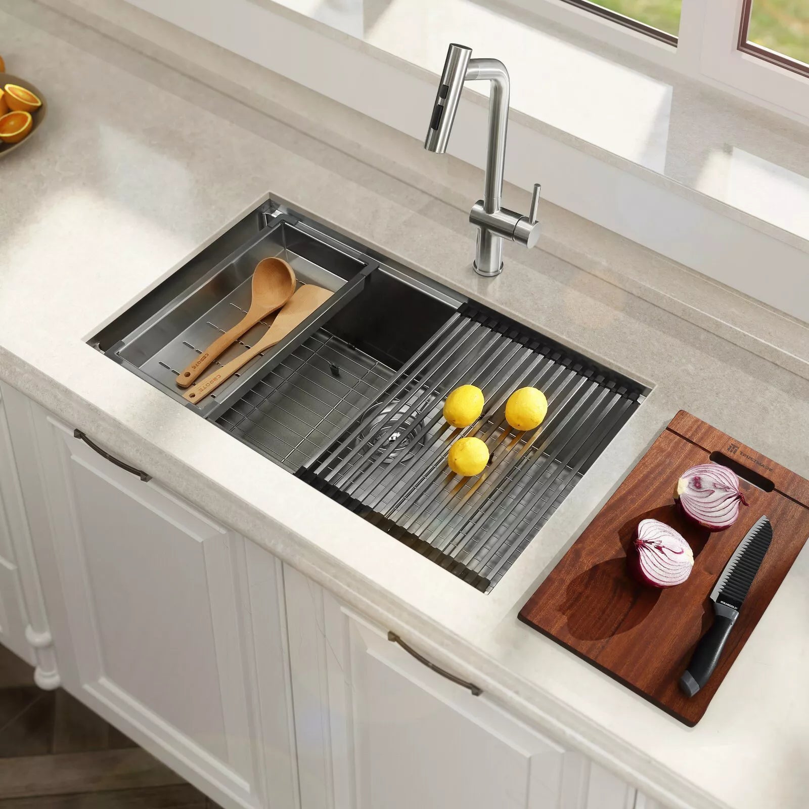 Apex Stainless Steel Undermount Kitchen Sink with Workstation