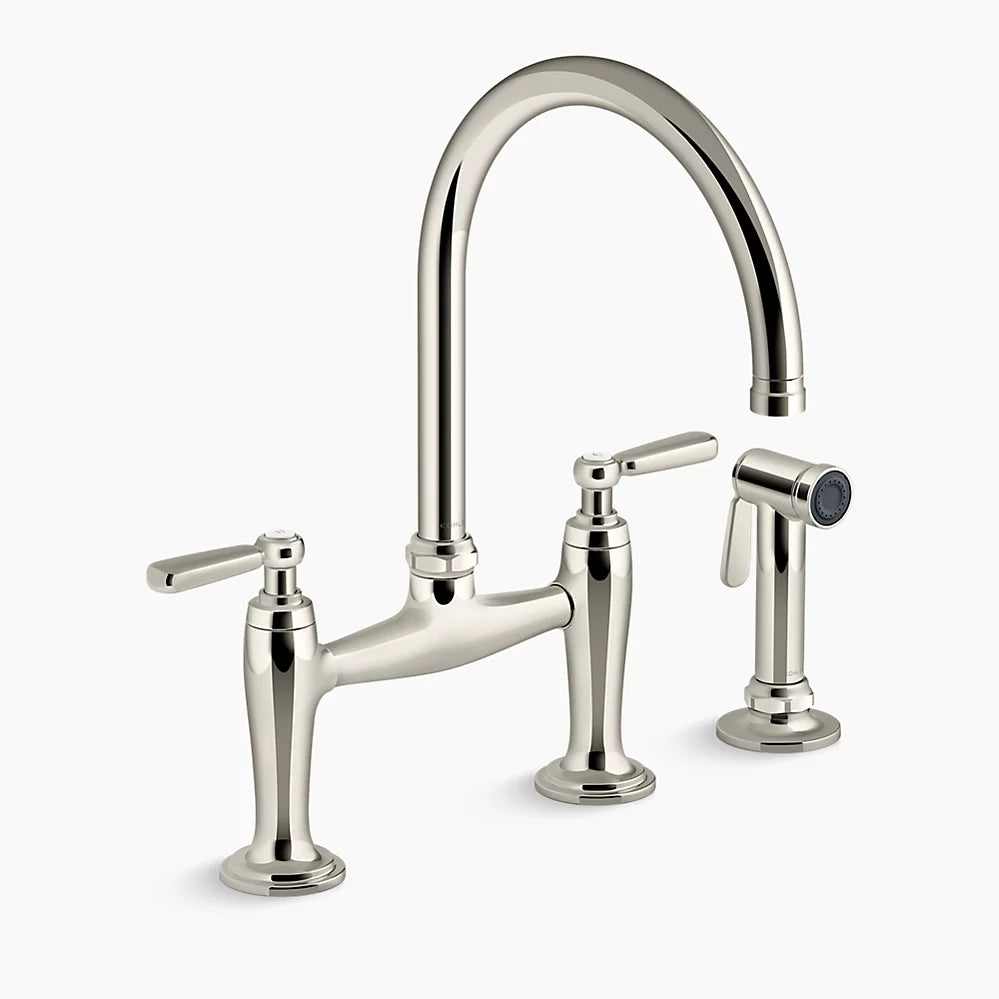 Two-hole bridge kitchen sink faucet